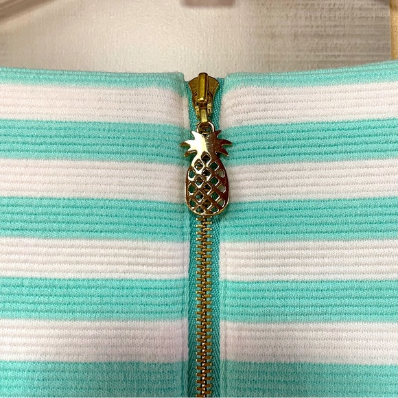 Lilly Pulitzer Lana Mint White Stripe Ribbed Cap Sleeve Dress Poolside Blue, XS - Picture 7 of 7